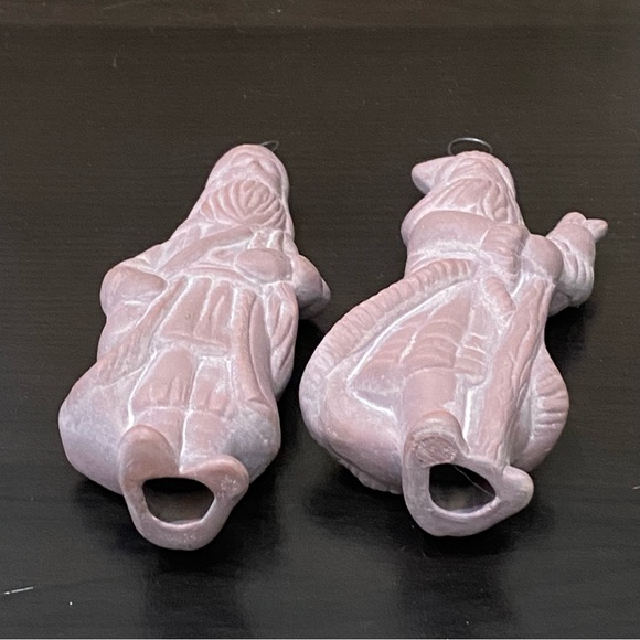 2 French Santa Terracotta 4” Christmas Tree Ornaments - Picture 6 of 11